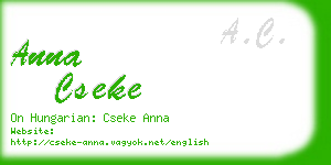 anna cseke business card